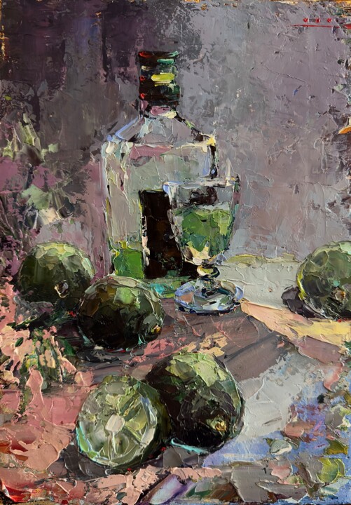 Pintura titulada "Still Life with Abs…" por Oleg Sharapanovsky, Obra de arte original, Oleo Montado en Bastidor de camilla d…