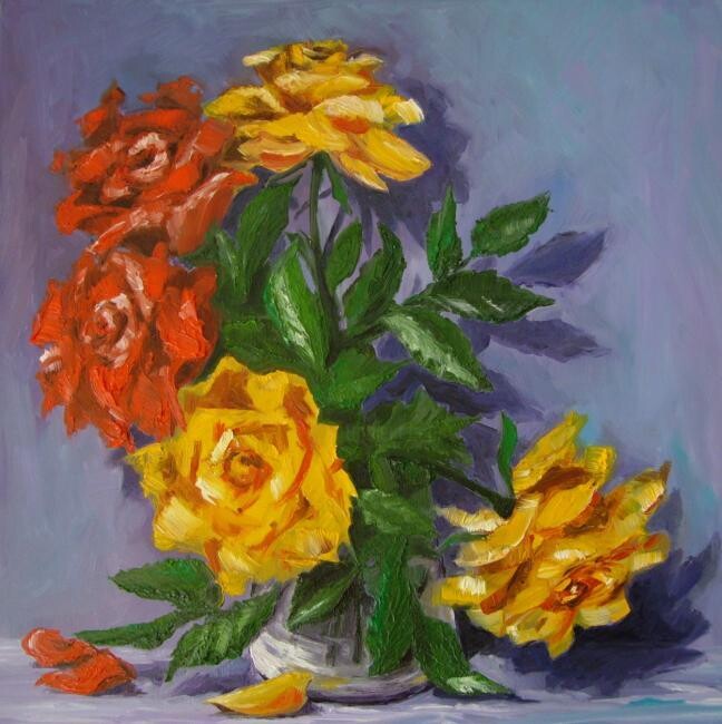 Pintura titulada "Rosas" por Oleg Shovkunenko (OLEG SHOVK), Obra de arte original, Oleo