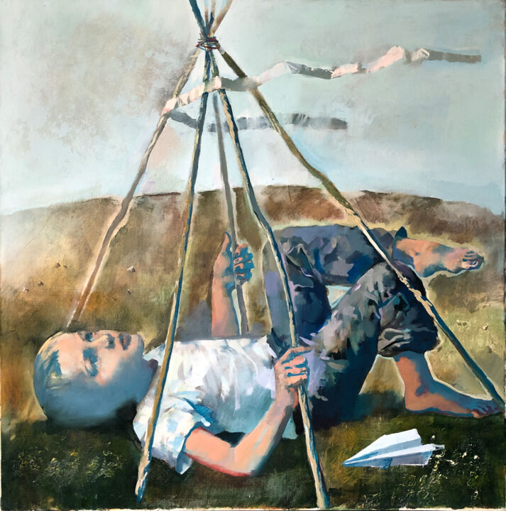 Картина под названием "самолётик" - Oleg Tchoubakov, Подлинное произведение искусства, Масло