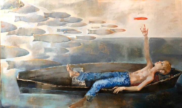 Painting titled "the dreamer" by Oleg Tchoubakov, Original Artwork, Oil