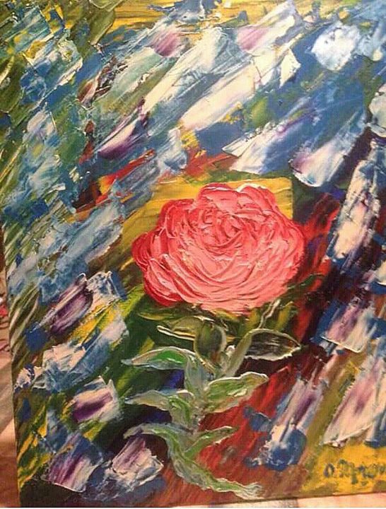 Painting titled "Роза" by Oleg Iurchenko, Original Artwork, Oil