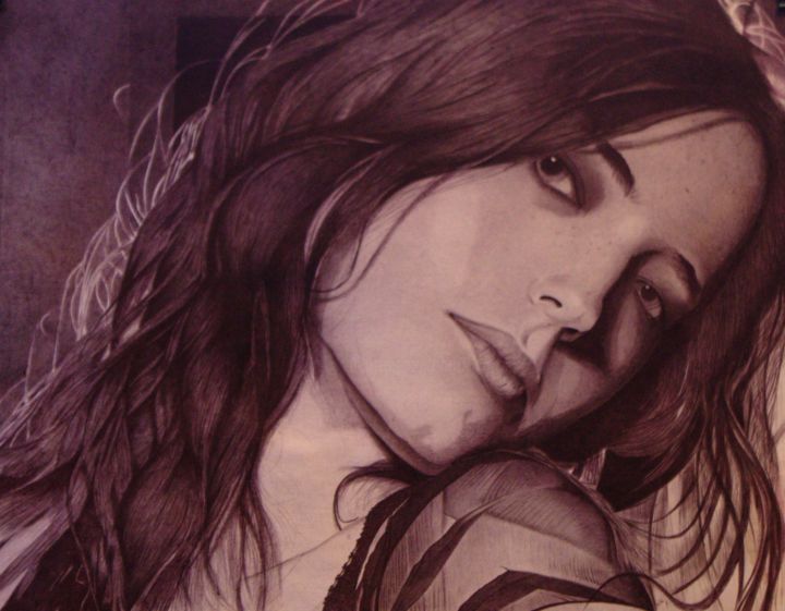 Картина под названием "Portrait Eva Green" - Oleg Kozelskiy, Подлинное произведение искусства, Другой