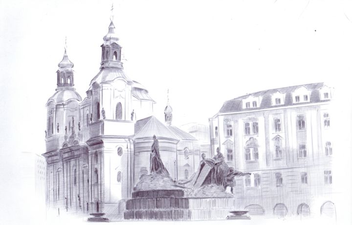 "Church of St. Nicho…" başlıklı Resim Oleg Kozelskiy tarafından, Orijinal sanat, Tükenmez kalem