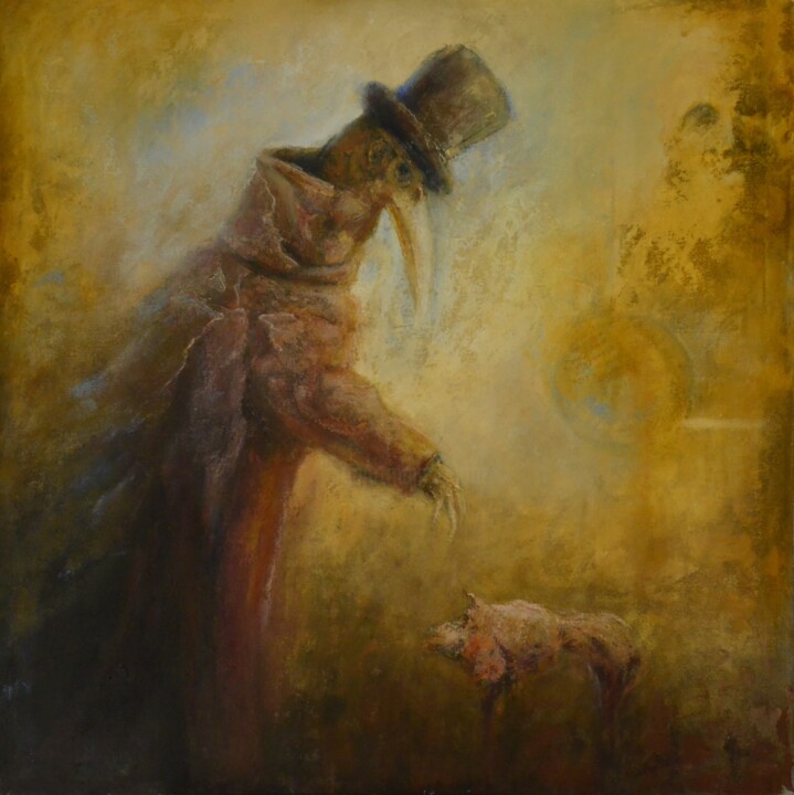 Painting titled "Plague doctor 2024" by Oleg Radvan, Original Artwork, Acrylic