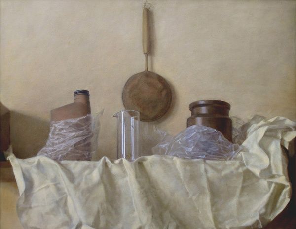 Pittura intitolato "Still life with tra…" da Oleg Sergeev, Opera d'arte originale, Olio