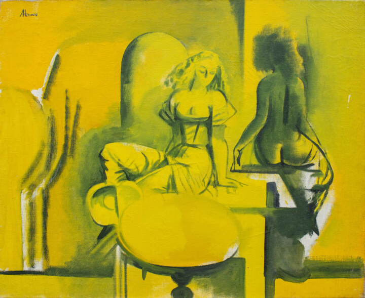 Картина под названием "Naked. Yellow" - Oleksandr Belianskyi, Подлинное произведение искусства, Масло