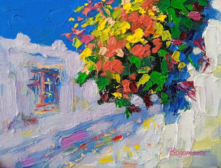Painting titled "Street in Greece. R…" by Oleksandr Bohomazov, Original Artwork, Oil