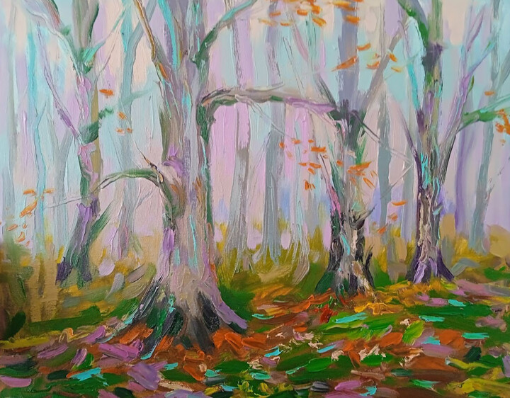 Peinture intitulée "Magical forest" par Oleksandr Bohomazov, Œuvre d'art originale, Huile