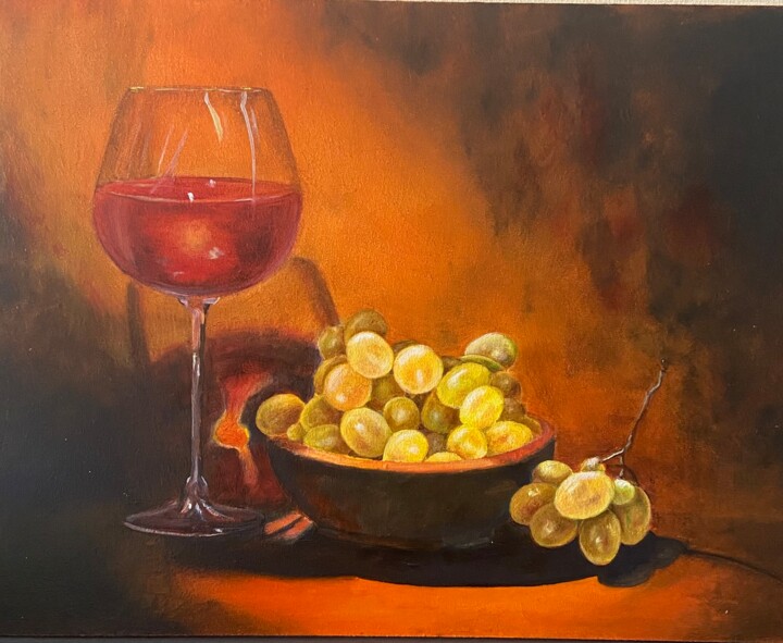 Peinture intitulée "Вино" par Oleksandr Dovbnya, Œuvre d'art originale, Huile