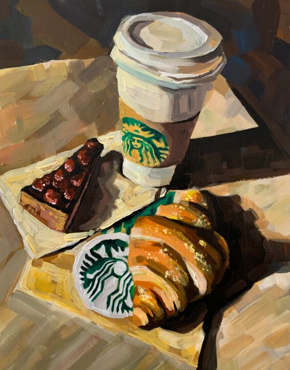 Malarstwo zatytułowany „Coffee time” autorstwa Oleksandr Holovchenko, Oryginalna praca, Akryl