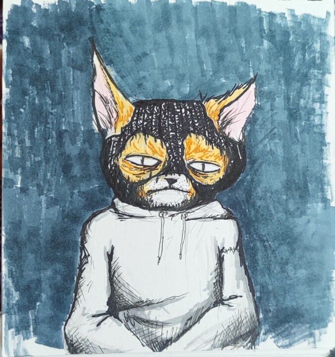 图画 标题为“Vandal Cat” 由Oleksandr Koval, 原创艺术品, 标记