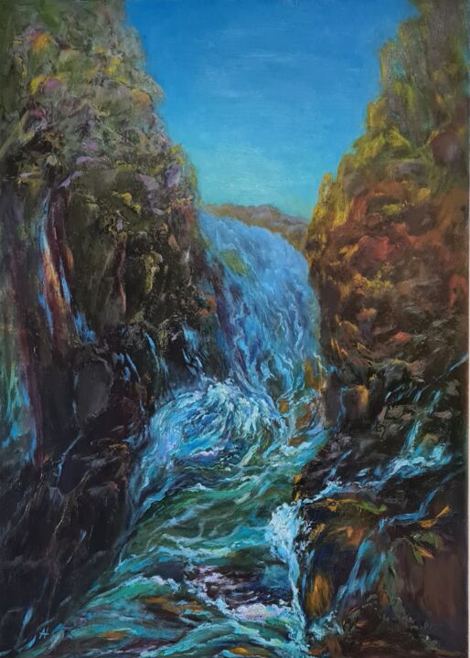 Painting titled "In the flow of life" by Oleksandra Dogadailo, Original Artwork, Oil