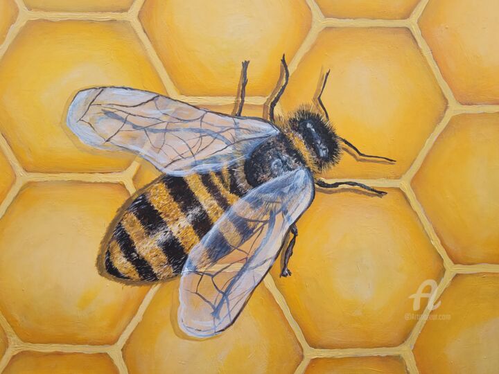 Картина под названием "Bee" - Oleksiy Hryhorets', Подлинное произведение искусства, Акрил