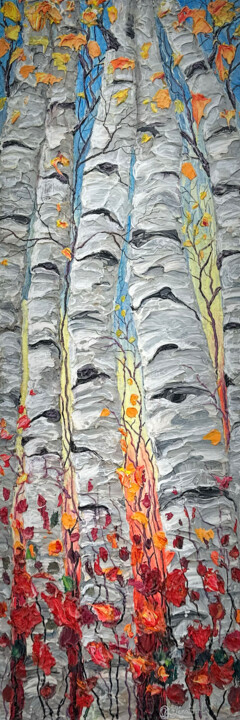 Painting titled "Aspen Bliss Country…" by Olena Art, Original Artwork, Oil