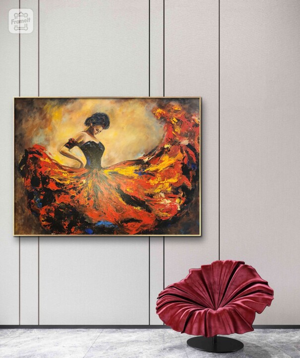 Malerei mit dem Titel "Dancer" von Olena Khristo, Original-Kunstwerk, Acryl Auf Keilrahmen aus Holz montiert