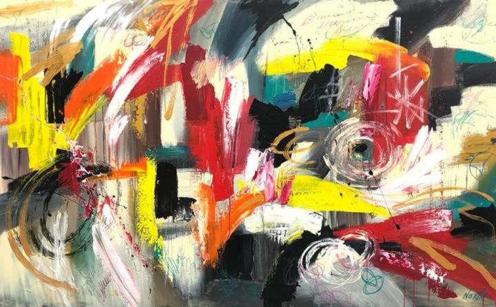 Pittura intitolato "Abstract Colorful P…" da Olena Kryvonos, Opera d'arte originale, Olio Montato su Telaio per barella in l…