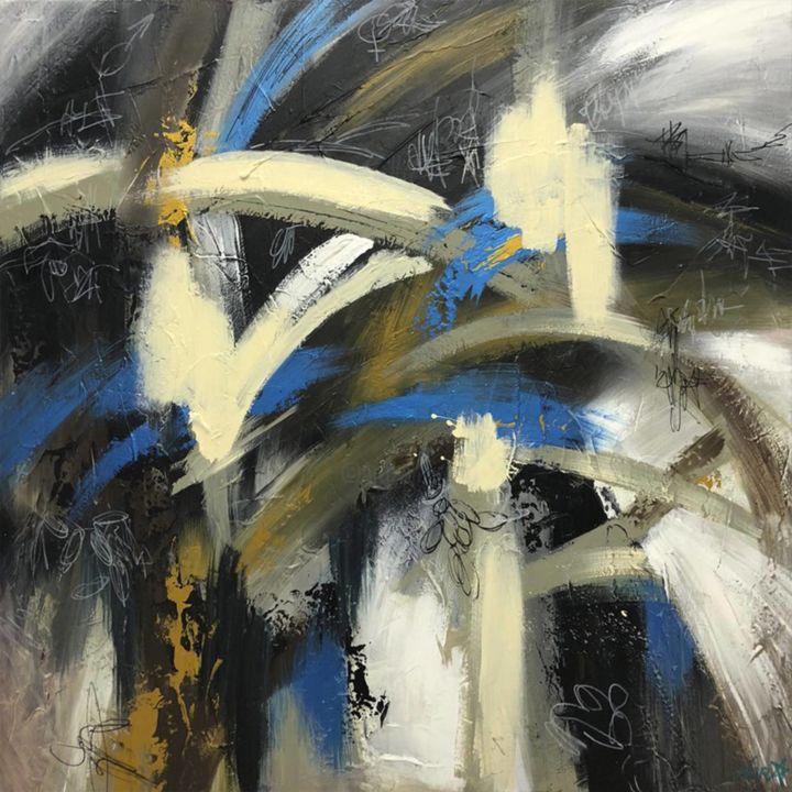 Malarstwo zatytułowany „Abstract Colorful A…” autorstwa Olena Kryvonos, Oryginalna praca, Olej Zamontowany na Drewniana rama…