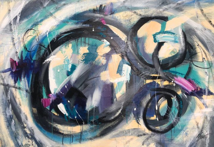 "Abstract Colorful A…" başlıklı Tablo Olena Kryvonos tarafından, Orijinal sanat, Akrilik Ahşap Sedye çerçevesi üzerine monte…