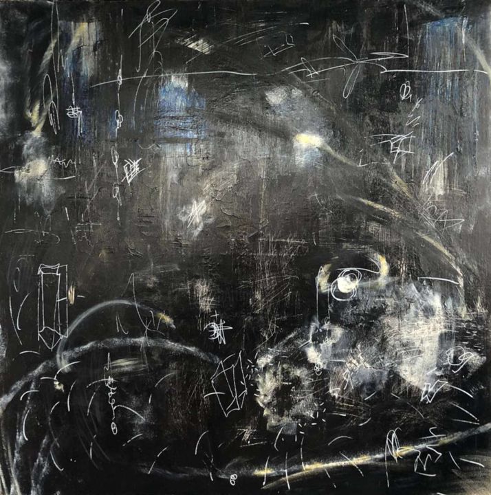 Картина под названием "Abstract Black Art…" - Olena Kryvonos, Подлинное произведение искусства, Акрил Установлен на Деревянн…