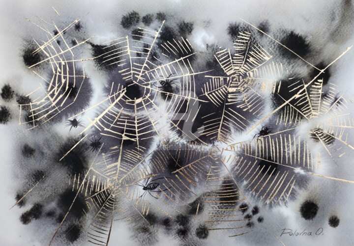 Ζωγραφική με τίτλο "Araignées" από Olena Polovna, Αυθεντικά έργα τέχνης, Ακουαρέλα