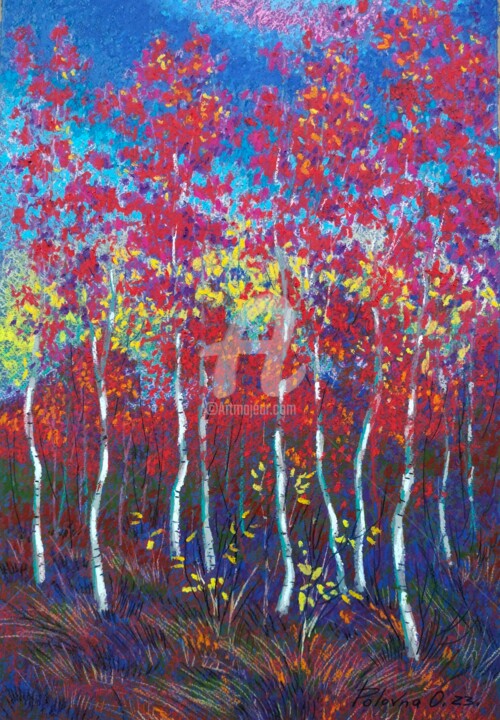 Pintura titulada "l'automne dans la f…" por Olena Polovna, Obra de arte original, Pastel