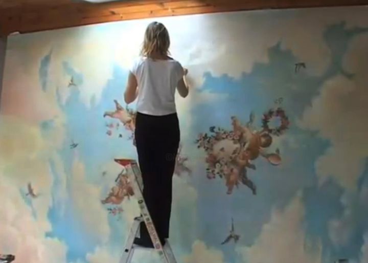 Картина под названием "Plafond style Franç…" - Olena Rabitcheva, Подлинное произведение искусства, Масло