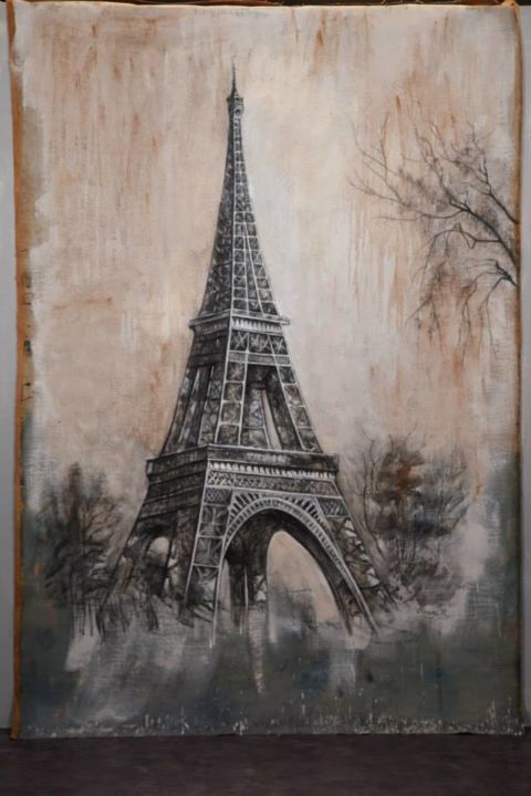 Peinture intitulée "Tour Eiffel" par Olena Rabitcheva, Œuvre d'art originale, Huile