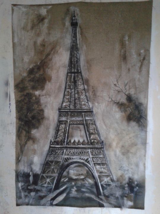 Pittura intitolato "Tour Eiffel" da Olena Rabitcheva, Opera d'arte originale, Olio