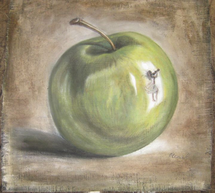 Painting titled "La pomme" by Olena Rabitcheva, Original Artwork, Other