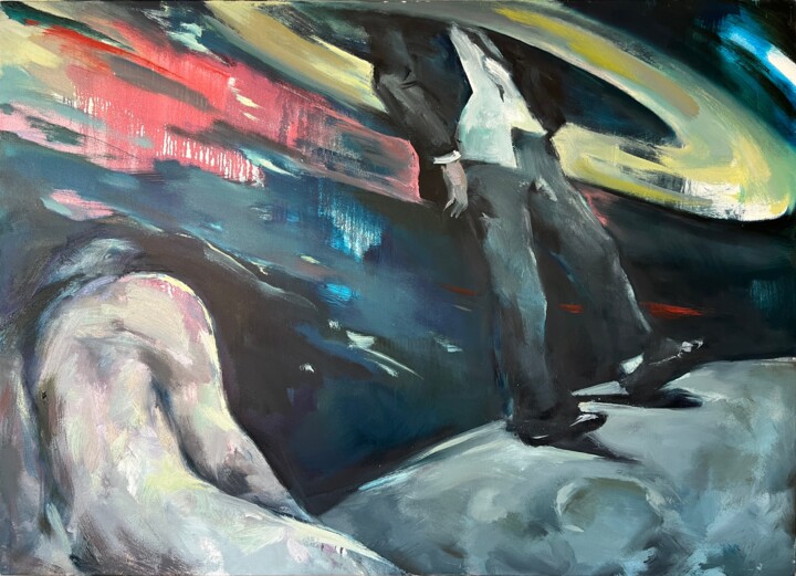 Painting titled "The Fall of Saturn" by Olena Shtepura, Original Artwork, Oil