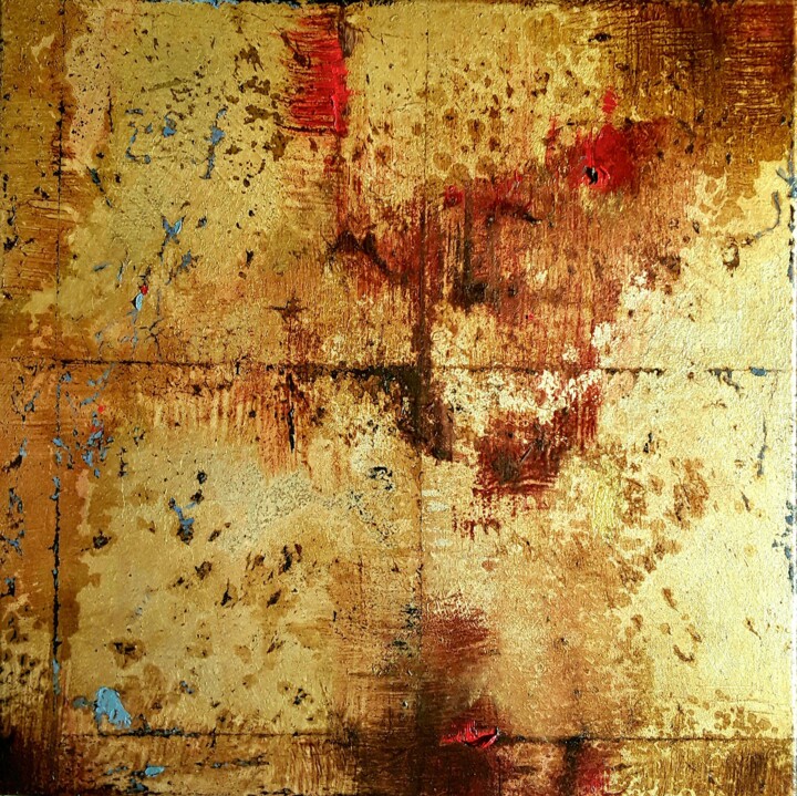 Painting titled "Gold  abstract pain…" by Olena Topliss, Original Artwork, Oil