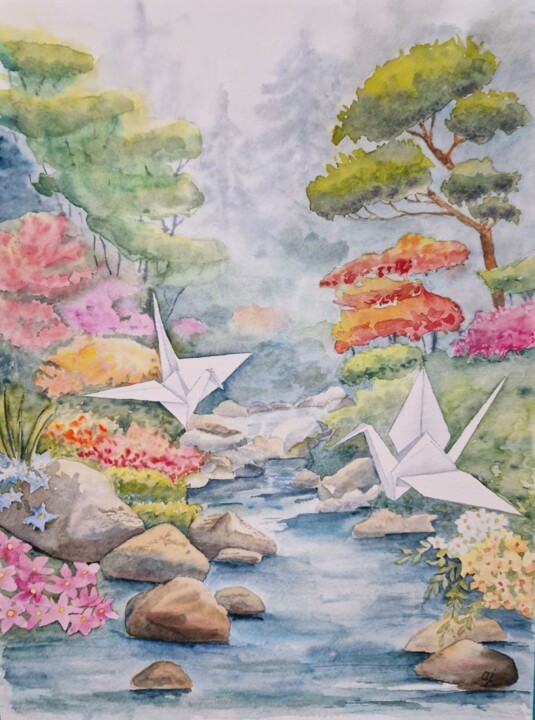 Drawing titled "In search of happin…" by Olena Zhylenko, Original Artwork, Watercolor