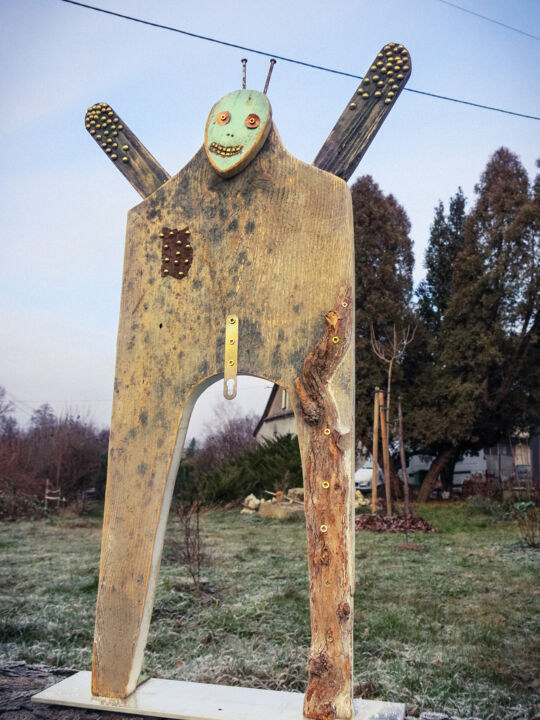 Sculpture intitulée "FOREST MAN-11" par Olesia Krivolapova, Œuvre d'art originale, Bois