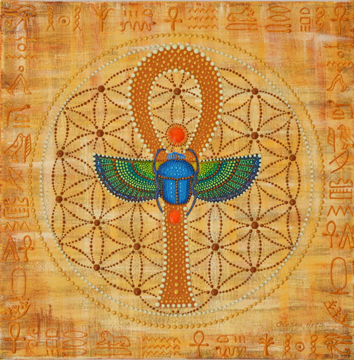 Malerei mit dem Titel ""Eternal Life" Ankh…" von Olesea Arts, Original-Kunstwerk, Acryl