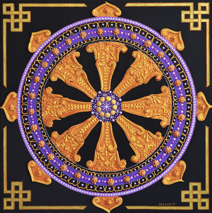Painting titled ""The Wheel of Life"…" by Olesea Arts, Original Artwork, Acrylic