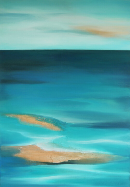 Malerei mit dem Titel "A large seascape pa…" von Olesia Grygoruk, Original-Kunstwerk, Öl