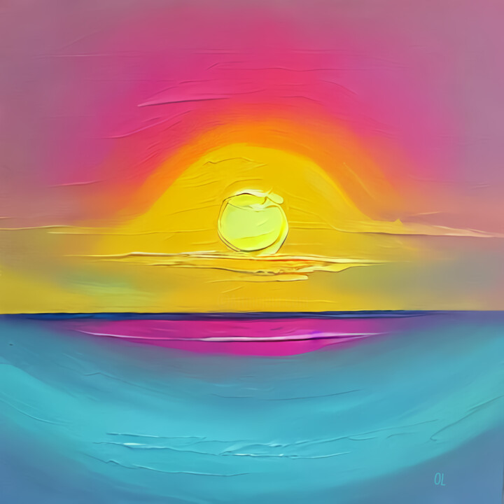 Картина под названием "sunrise" - Olesia Lishaeva, Подлинное произведение искусства, Масло