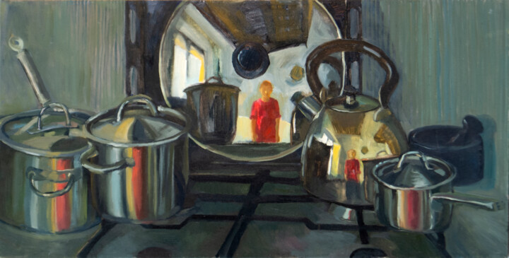 Malerei mit dem Titel "Reflections" von Olesia Sapozhkova, Original-Kunstwerk, Öl