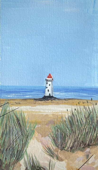 Pintura titulada "Lighthouse" por Olesia Zherebtsova, Obra de arte original, Gouache