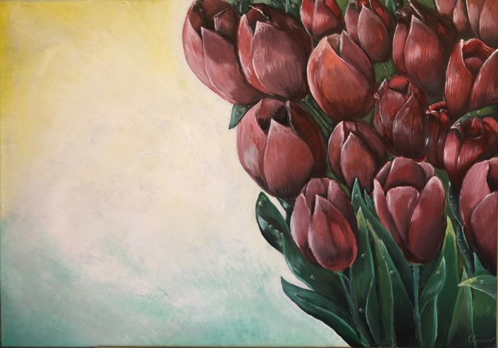 Malerei mit dem Titel "Tulips" von Olesya G, Original-Kunstwerk, Acryl