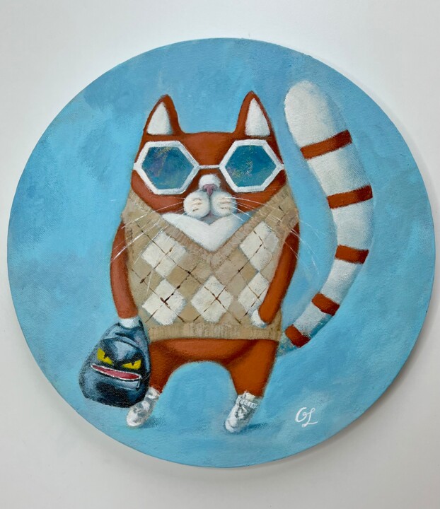 Peinture intitulée "Posh - cat, fashion…" par Olesya Izmaylova, Œuvre d'art originale, Acrylique Monté sur Châssis en bois