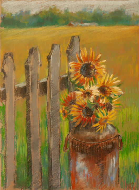Desenho intitulada "Summer bouquet with…" por Olesya Turukina, Obras de arte originais, Pastel