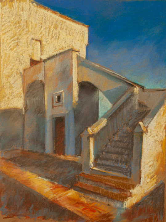 Dessin intitulée "Moroccan Courtyard" par Olesya Turukina, Œuvre d'art originale, Pastel
