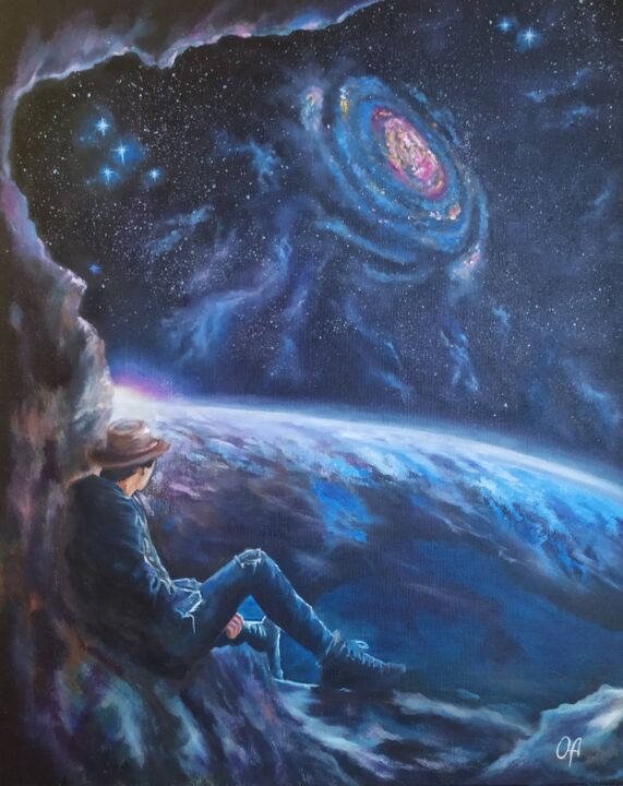 Картина под названием "Dreamer" - Olga Asadulaeva, Подлинное произведение искусства, Масло Установлен на Деревянная рама для…