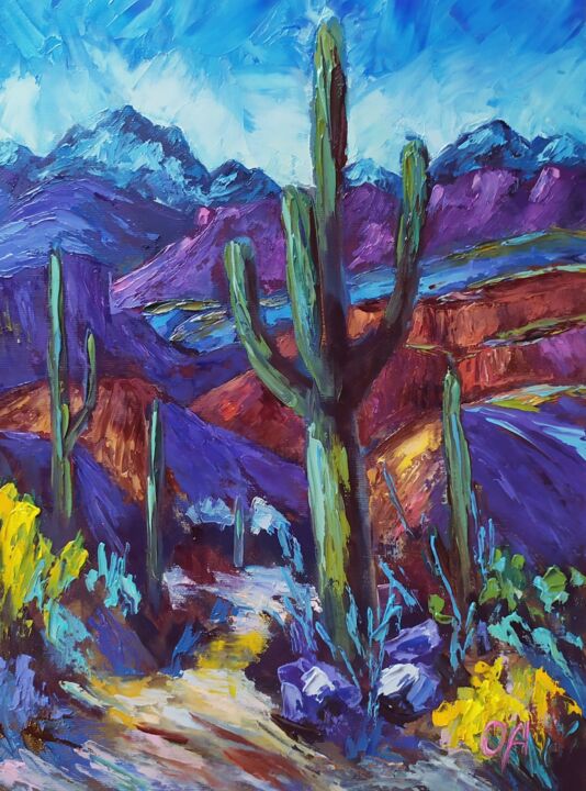 Painting titled "Arizona" by Olga Asadulaeva, Original Artwork, Oil Mounted on Wood Stretcher frame