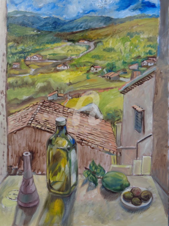 Pittura intitolato "Olive Still Life" da Olga Bagina, Opera d'arte originale, Olio