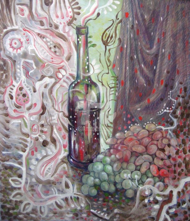 Painting titled "Dark bottle" by Olga Bagina, Original Artwork, Oil