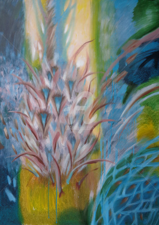 Painting titled "Tropics" by Olga Bagina, Original Artwork, Oil