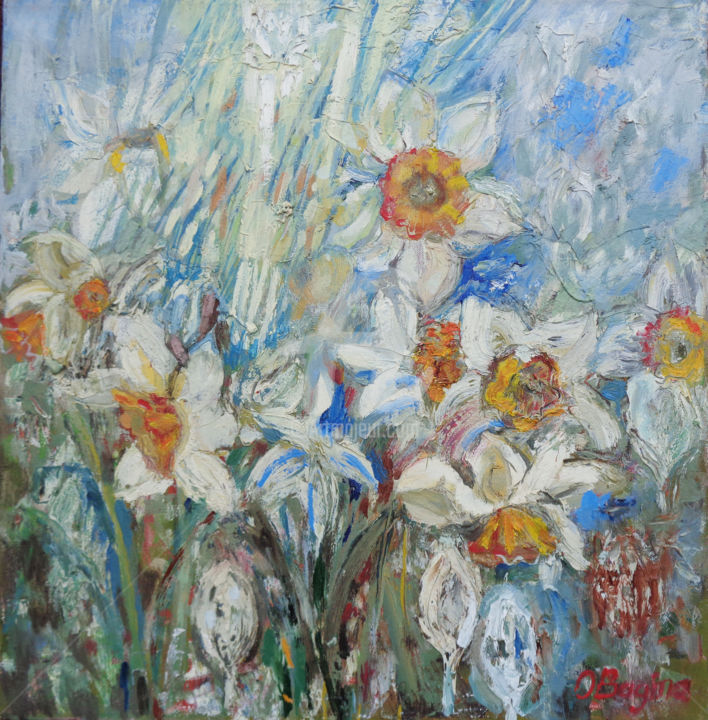 Painting titled "Narcissus" by Olga Bagina, Original Artwork, Oil