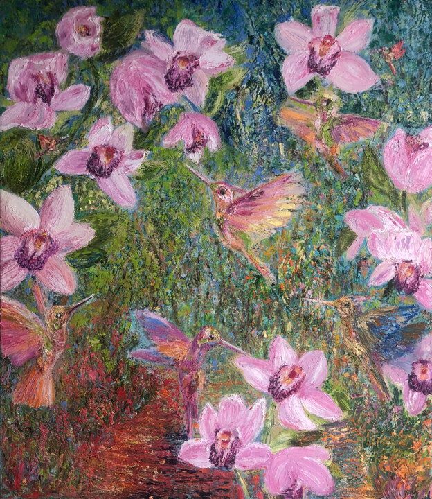 Картина под названием "Morning nectar" - Olga Baryshnikova, Подлинное произведение искусства, Масло